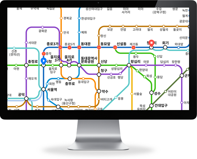 모바일서울앱 서비스용 지하철노선도 웹기능개발